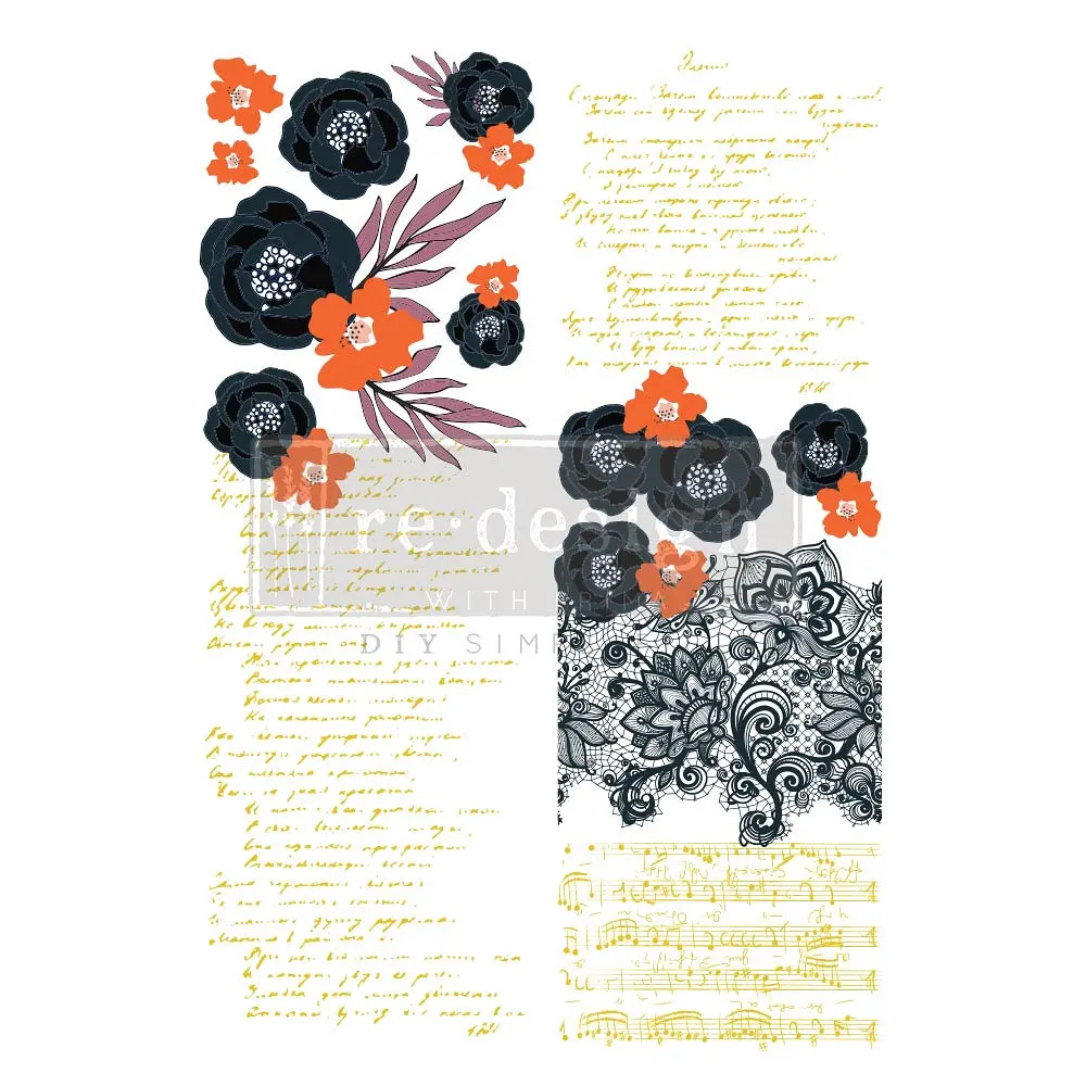 Large decor transfer - Fleur Noir